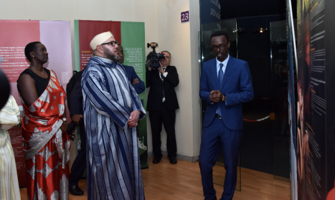 His Majesty King Mohammed VI of Morocco visits the Kigali Genocide Memorial. (Photo credit KGM)
