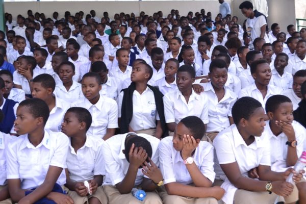 Young students from secondary schools following the speeches about the history of Rwanda and the genocide perpetrated against the Tutsi (Photo/Elias H.)