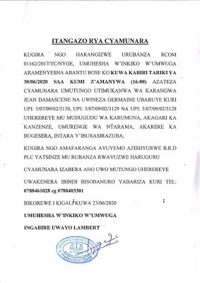 ITANGAZO NTARAMA