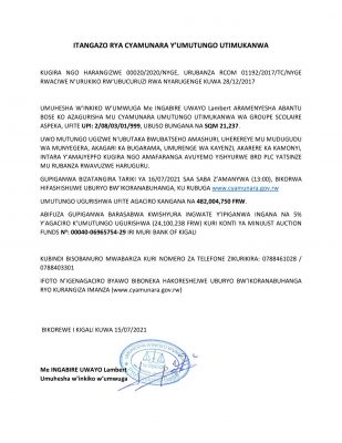 ITANGAZO-RYA-CYAMUNARA-IECMS